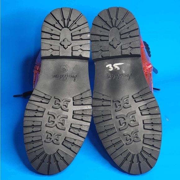 NEW Sam Edelman Lydell Girls Combat Boots Lace Up Ruby Red Glitter - Picture 6 of 7